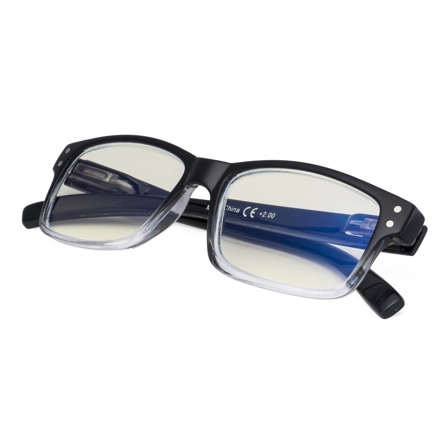 Blue Light Blocking Reading Glasses Black Clear 4-UVR032