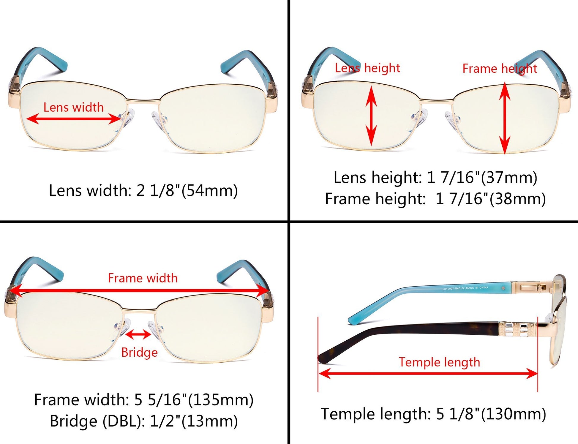 Blue Light Filter Eyeglasses Dimension