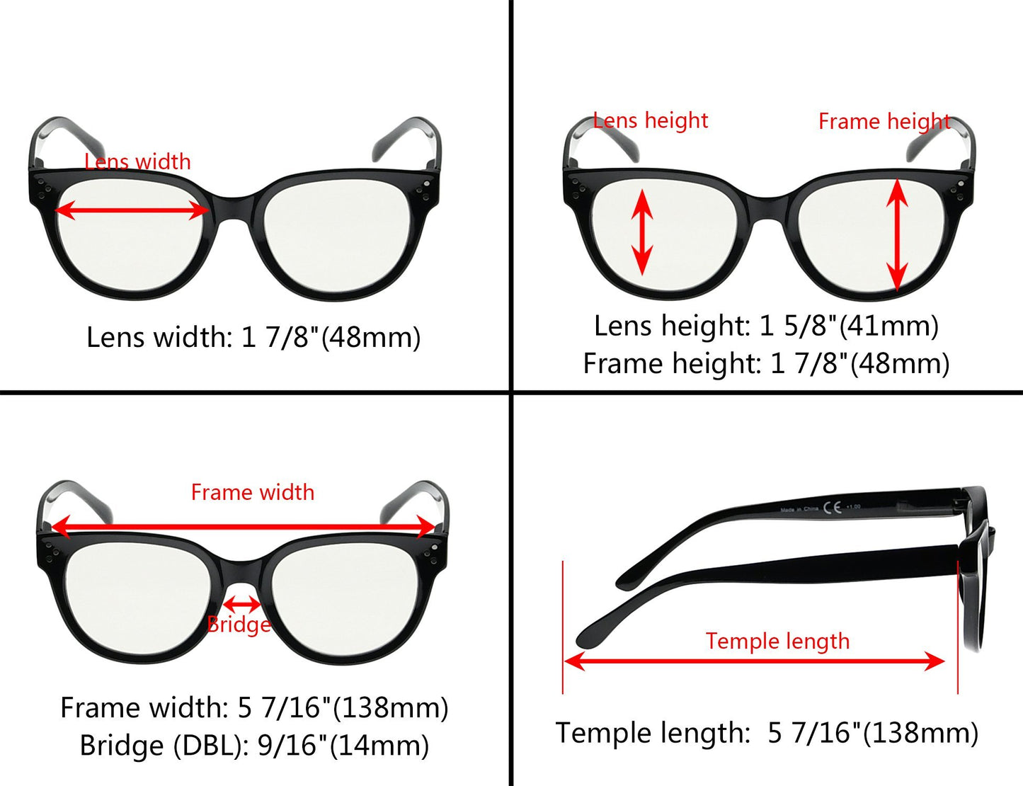 Multifocus Reading Glasses Dimension