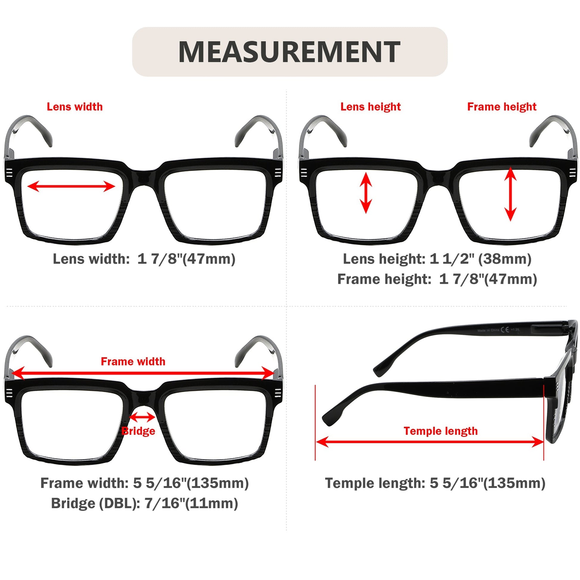 Fashionable Oversized Square Reading Glasses Women R2027