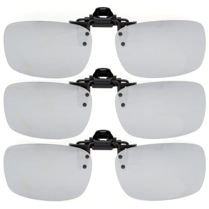 Rectanlge Sunglasses Flip up Polarized Silver Mirror JQ2