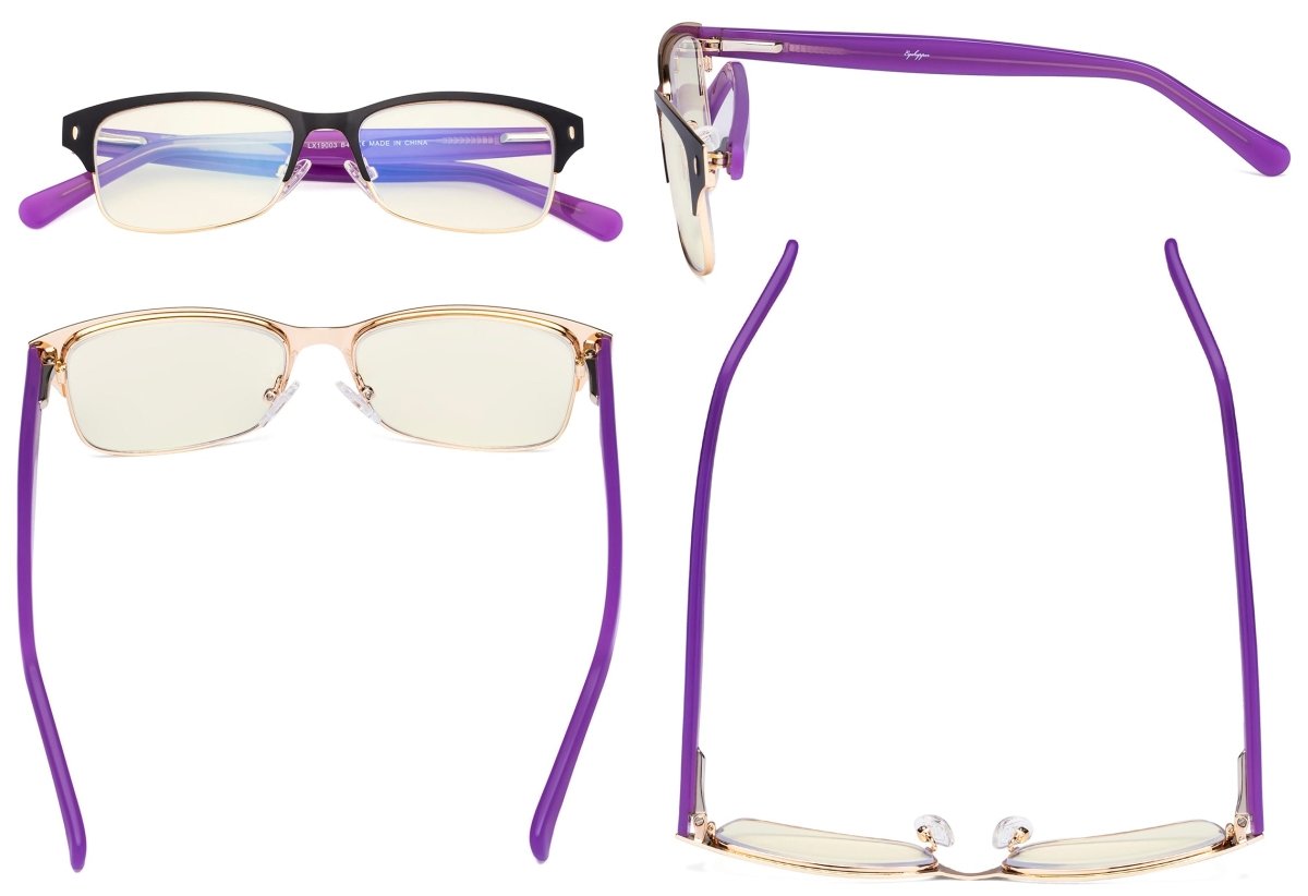 Blue half rim eyeglass frames discount