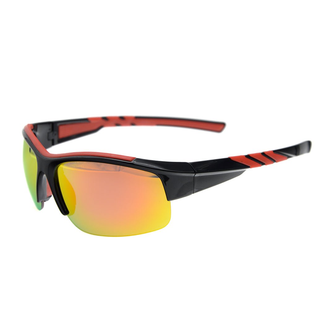 Half Rim TR90 Polarized Sport Sunglasses Men Black Red Mirror / Without Magnification