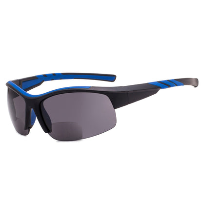 Bifocal Sunglasses Matte Black Blue TH6226
