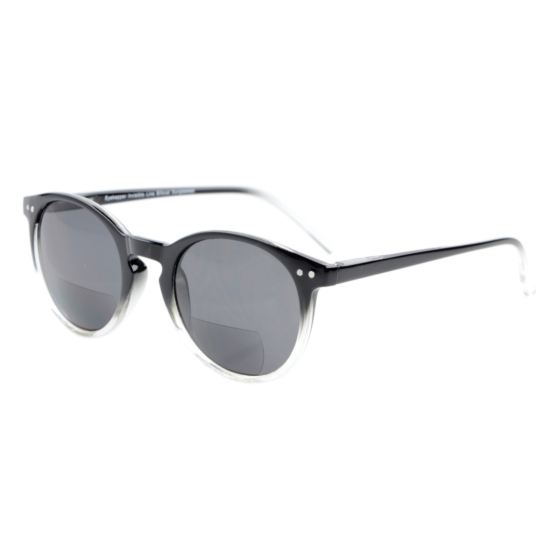Key Hole Style Round Bifocal Sunglasses Black Clear S005