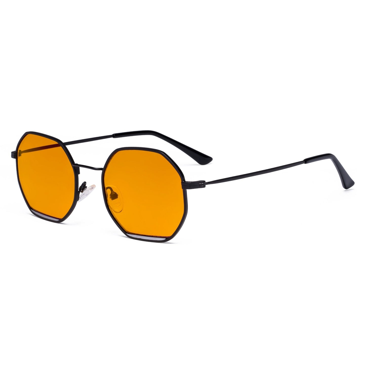 Ladies Blue Light Blocking Glasses - Orange Tinted Filter Polygon Design Eyeglasses Women