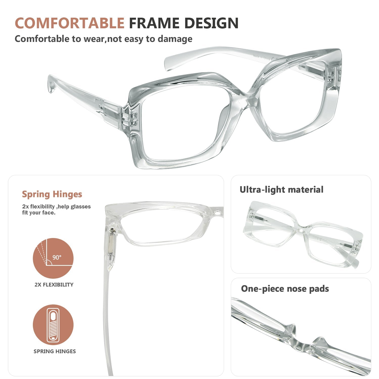 Large Frame Reading Glasses Oversized Eyeglasses Women R2010