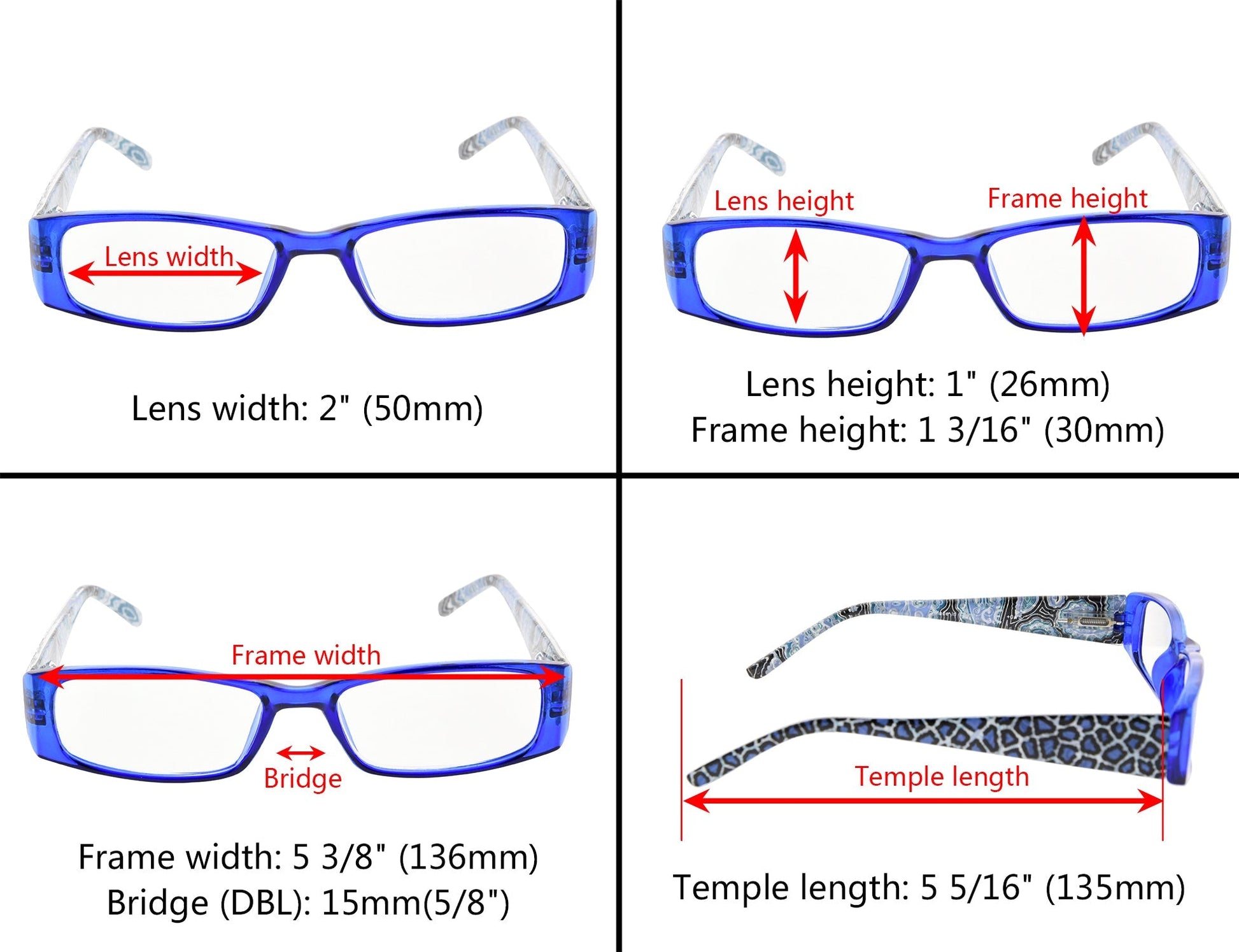 Leopard Rectangle Reading Glasses Chic Readers Women R006A