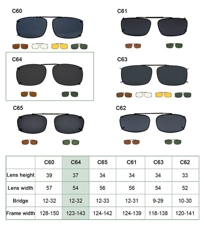 Metal Frame Polarized Lens Clip on Sunglasses C64(54MMx37MM)eyekeeper.com