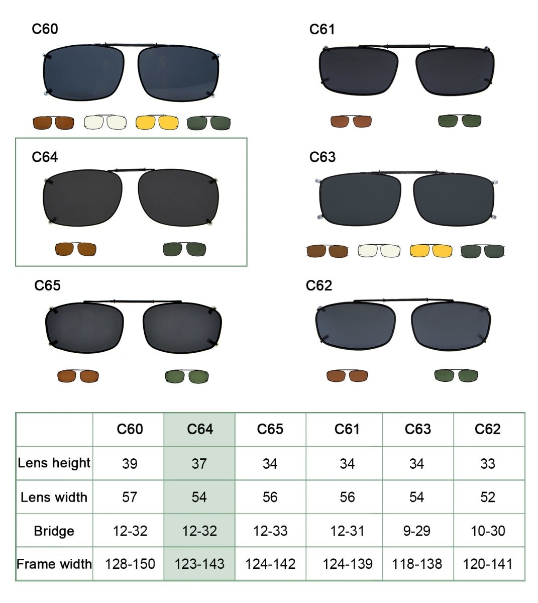 Metal Frame Polarized Lens Clip on Sunglasses Women Men (54MMx37MM ...