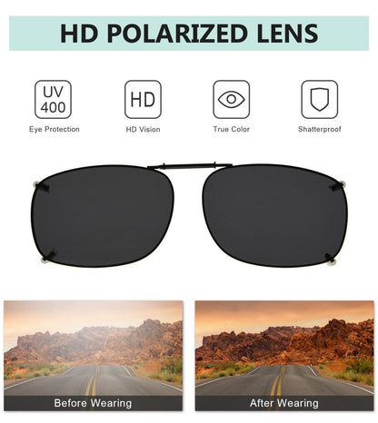 Metal Frame Polarized Lens Clip on Sunglasses C64(54MMx37MM)eyekeeper.com