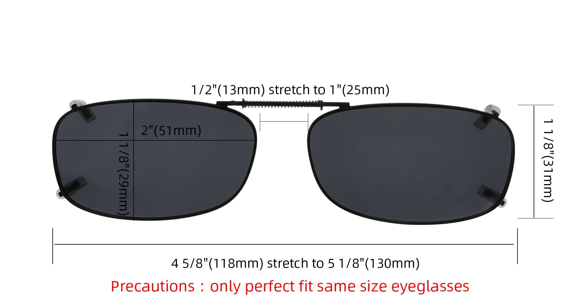 Metal Frame Polarized Lens Clip on Sunglasses Women Men 51MMx29MM