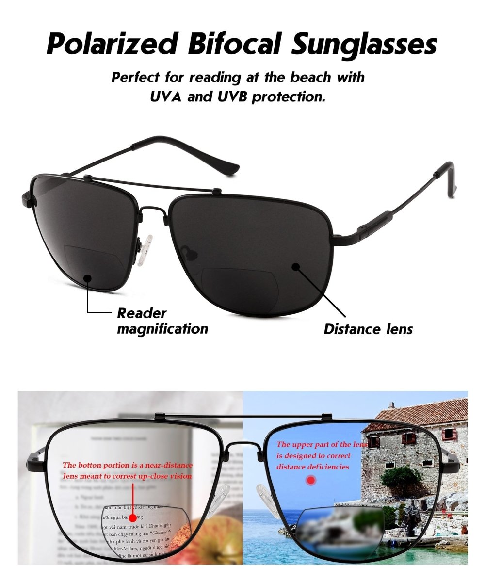 Pilot Style Polarized Bifocal Sunglasses Readers PGSG1801eyekeeper.com