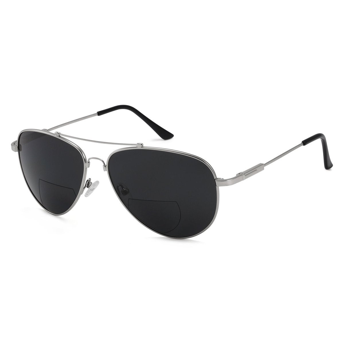 Polarized Bifocal Sunglasses Pilot Style Readers Women Men Silver / +1.50