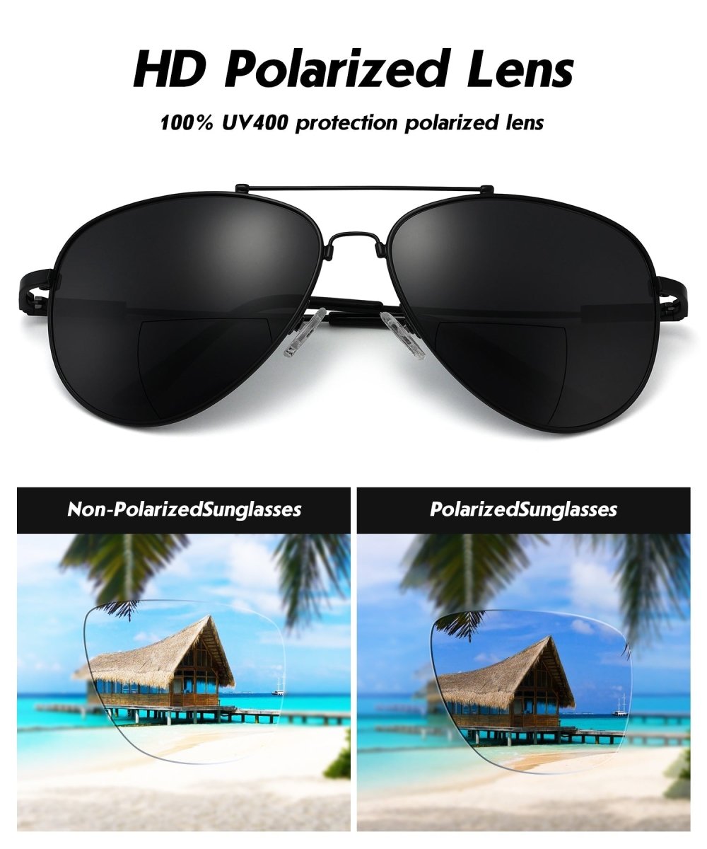 Pilot Style Polarized Bifocal Sunglasses Women Men PGSG1804eyekeeper.com