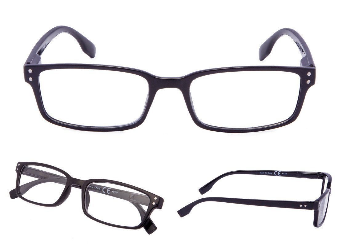 Stylish Rectangle Reading Glasses Black 3-R097