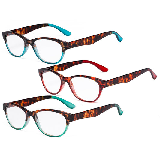 3 Pack Distinctive Cat Eye Reading Glasses for Women R074D