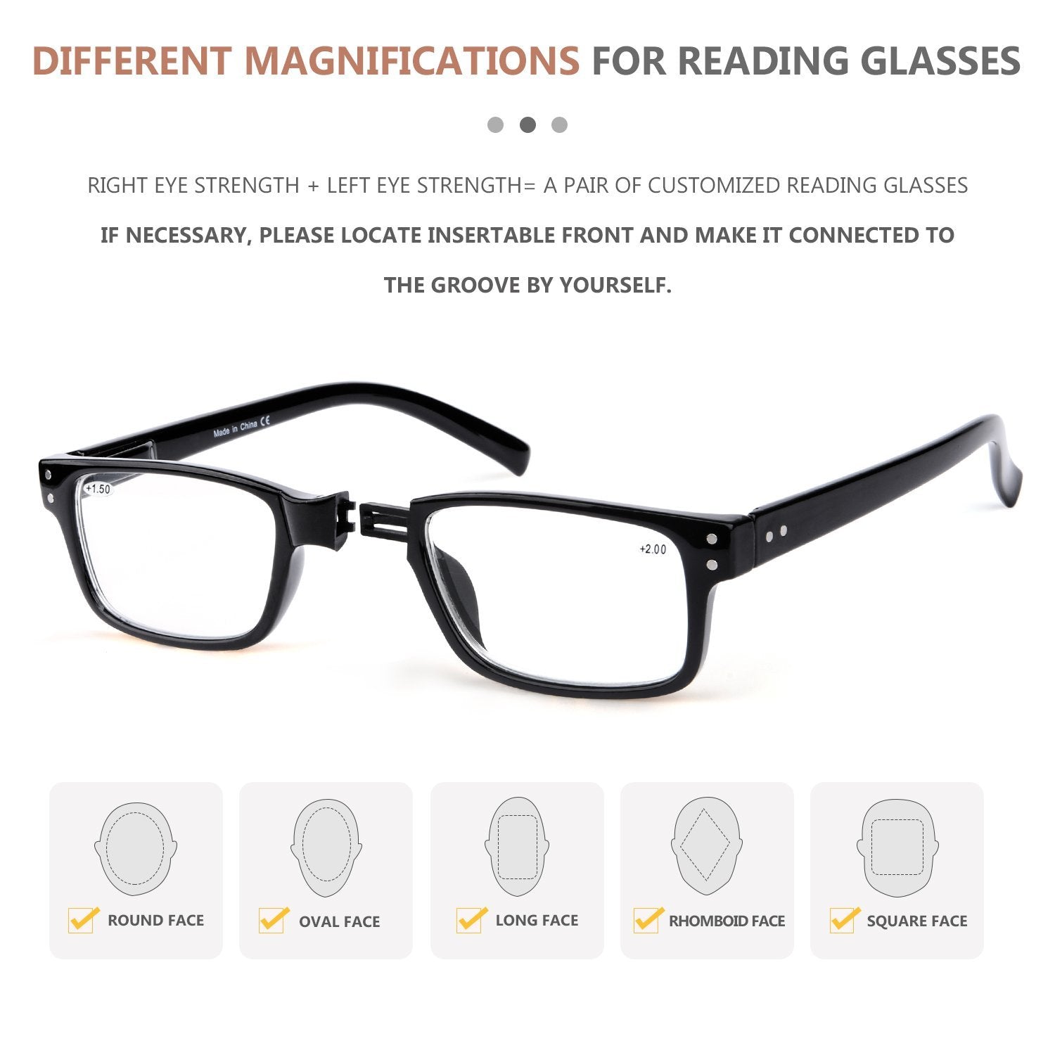 Reading Glasses with Different Strength for Each Eye PR032