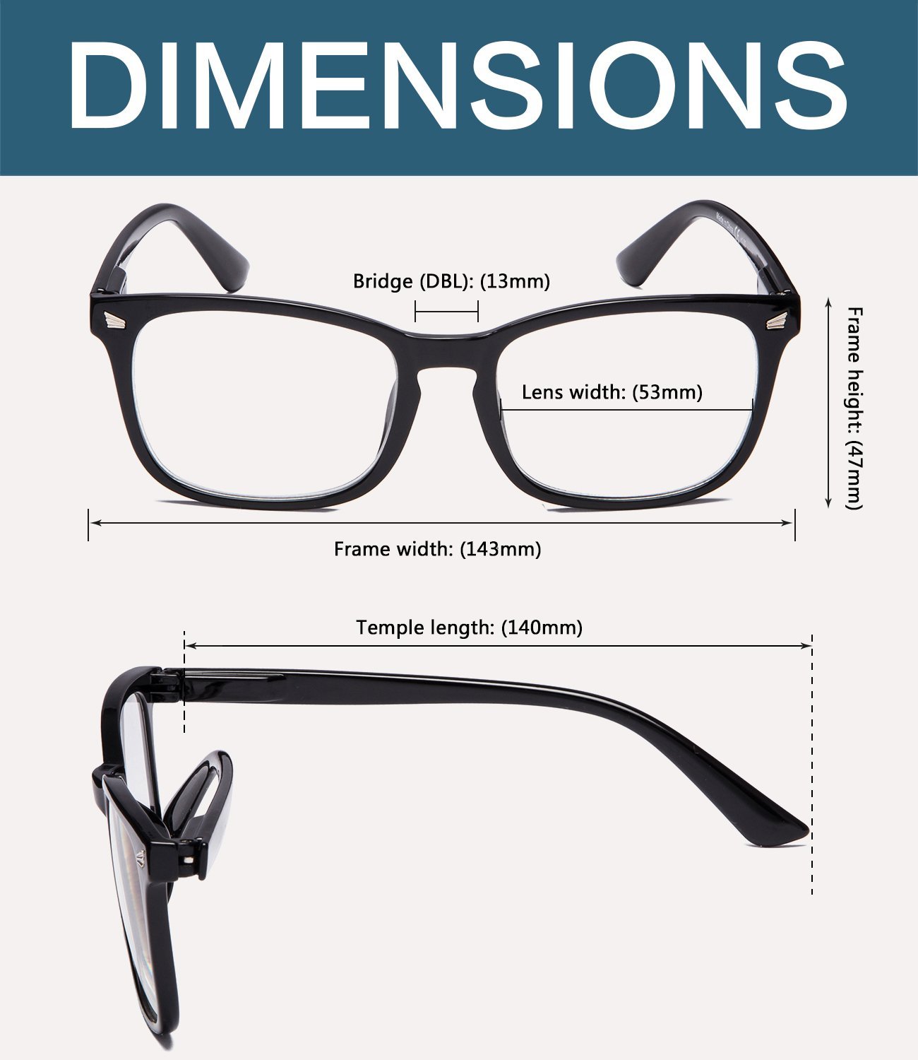 Reading Glasses Dimenison