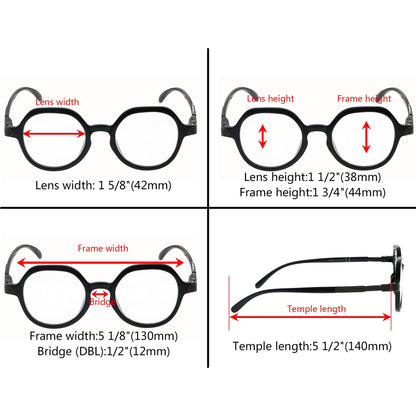 Round Retro Design Reading Glasses for Women Men R2008