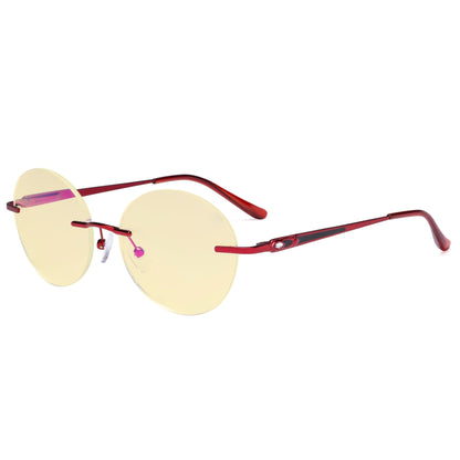 Round Rimless Computer Reading Glasses Red TMWK9910A