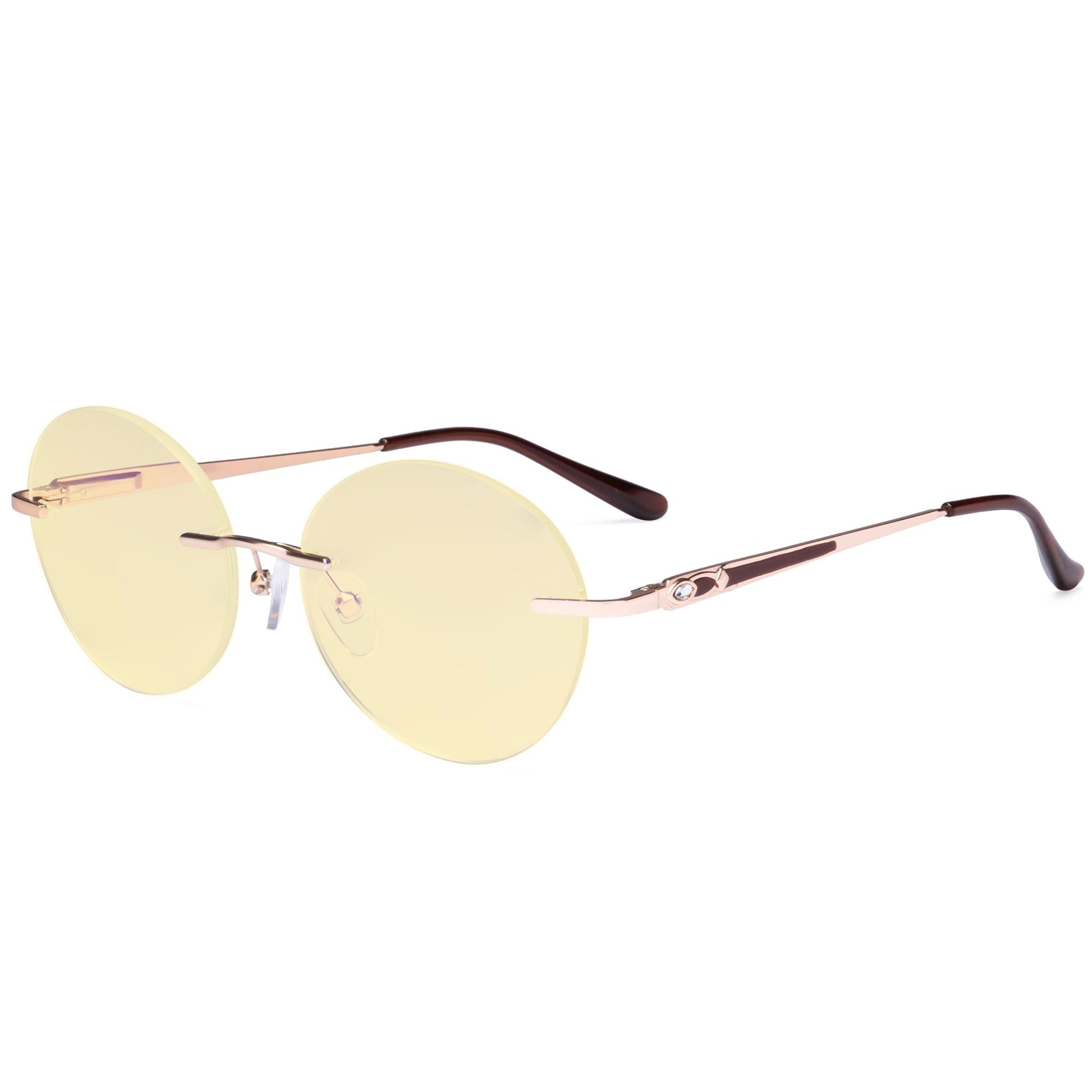 Round Rimless Computer Reading Glasses Gold TMWK9910A