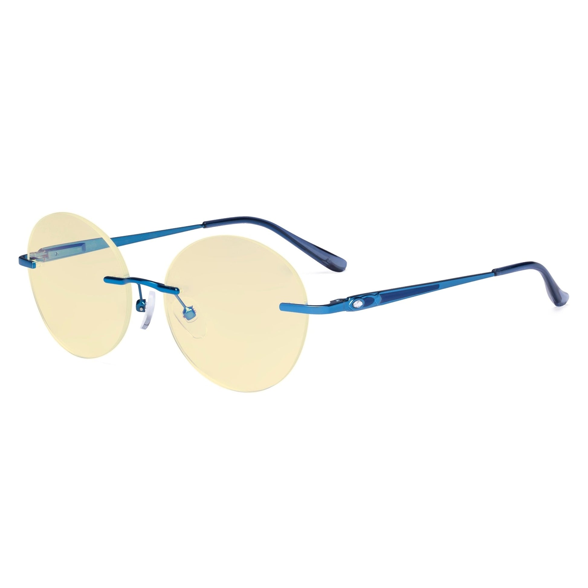 Round Rimless Computer Reading Glasses Blue TMWK9910A