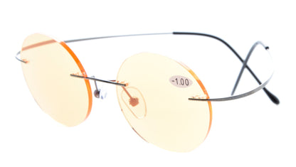 Round Rimless Blue Light Blocking Reading Glasses UVR15026