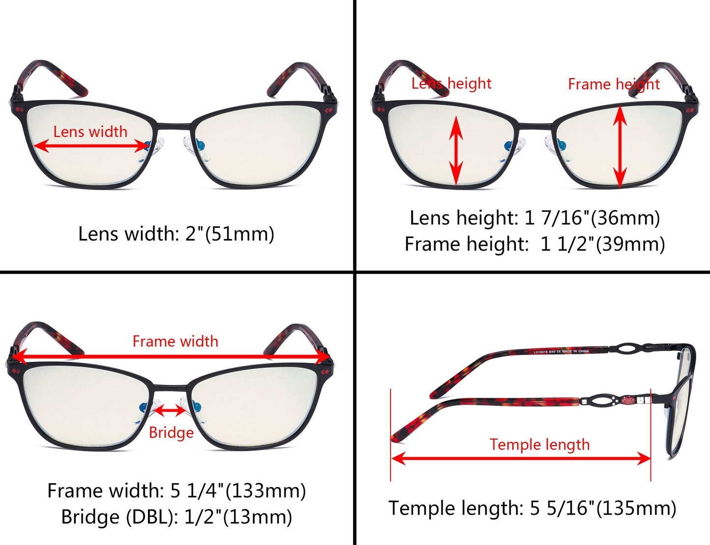 Blue Light Filter Eyeglasses Dimension