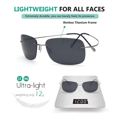 Stylish Rimless Titanium Frame Polarized Sunglasses S1503eyekeeper.com