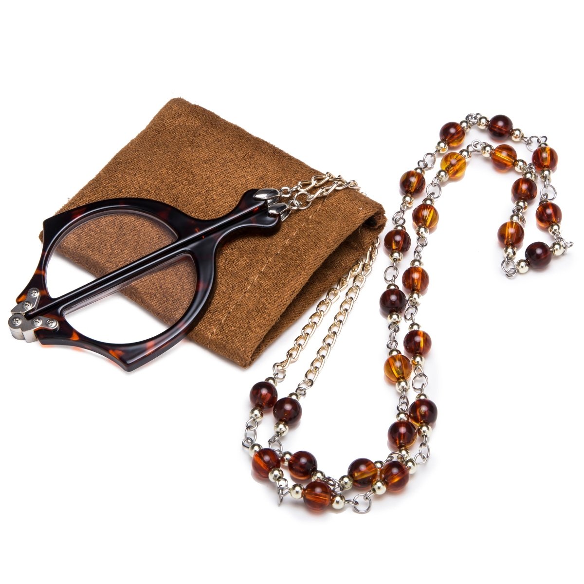 Handhold Folding Reading Glasses with Chain for Women eyekeeper