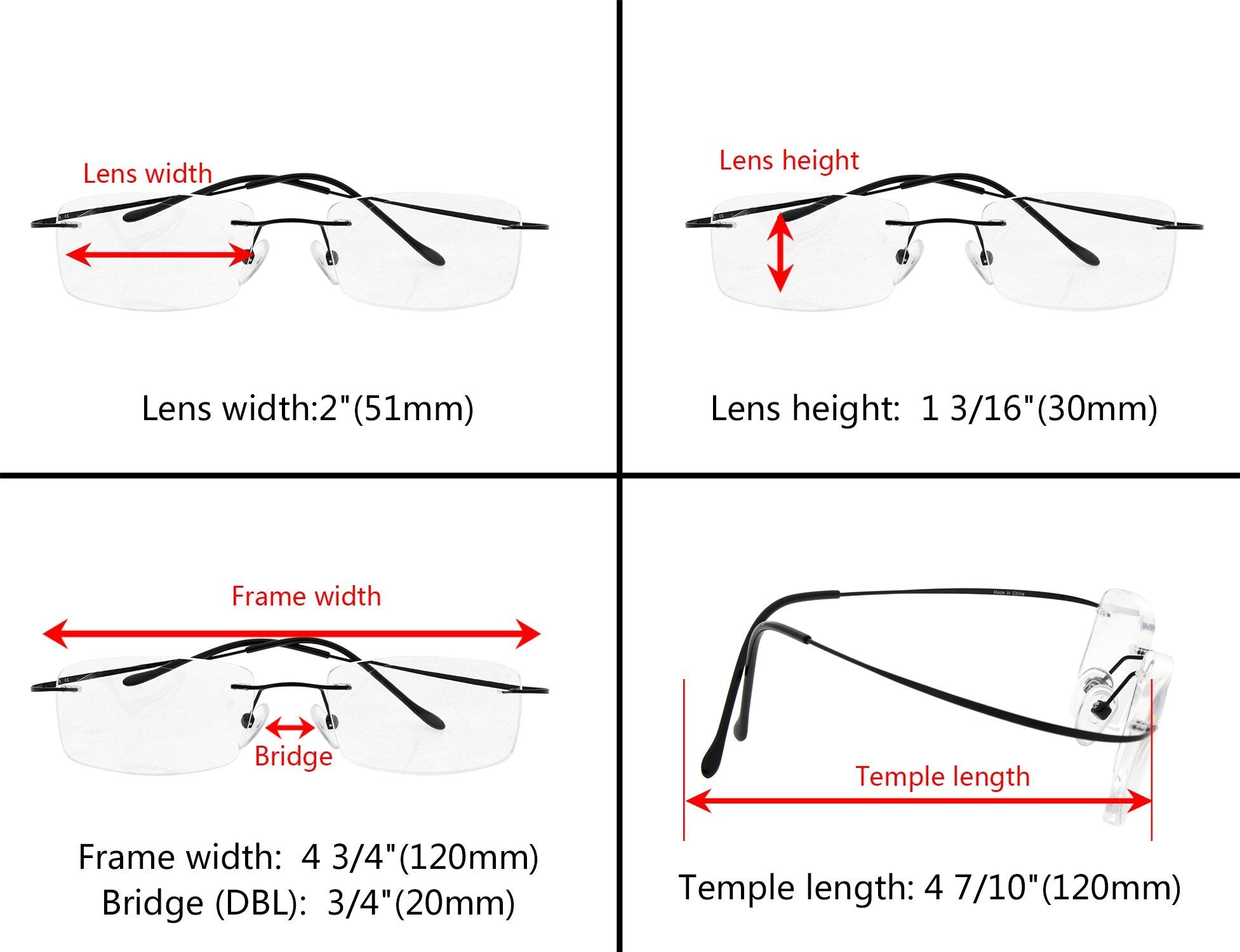 Mens rimless reading glasses sales