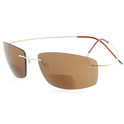 Titanium Rimless UV400 Polycarbonate Bifocal Sunglasses PGSG1504