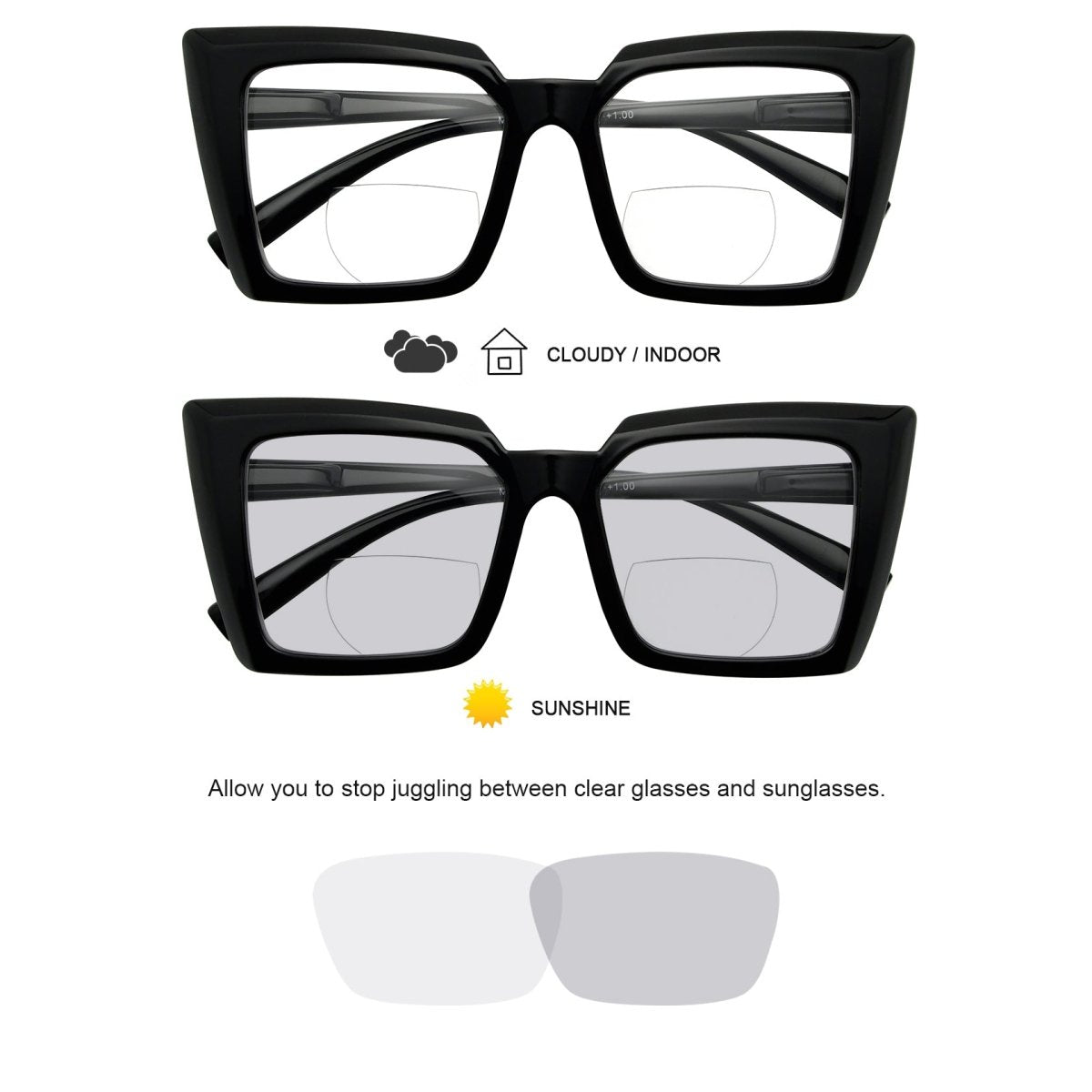 Transition Photochromic Bifocal Reading Glasses BSBR2141eyekeeper.com