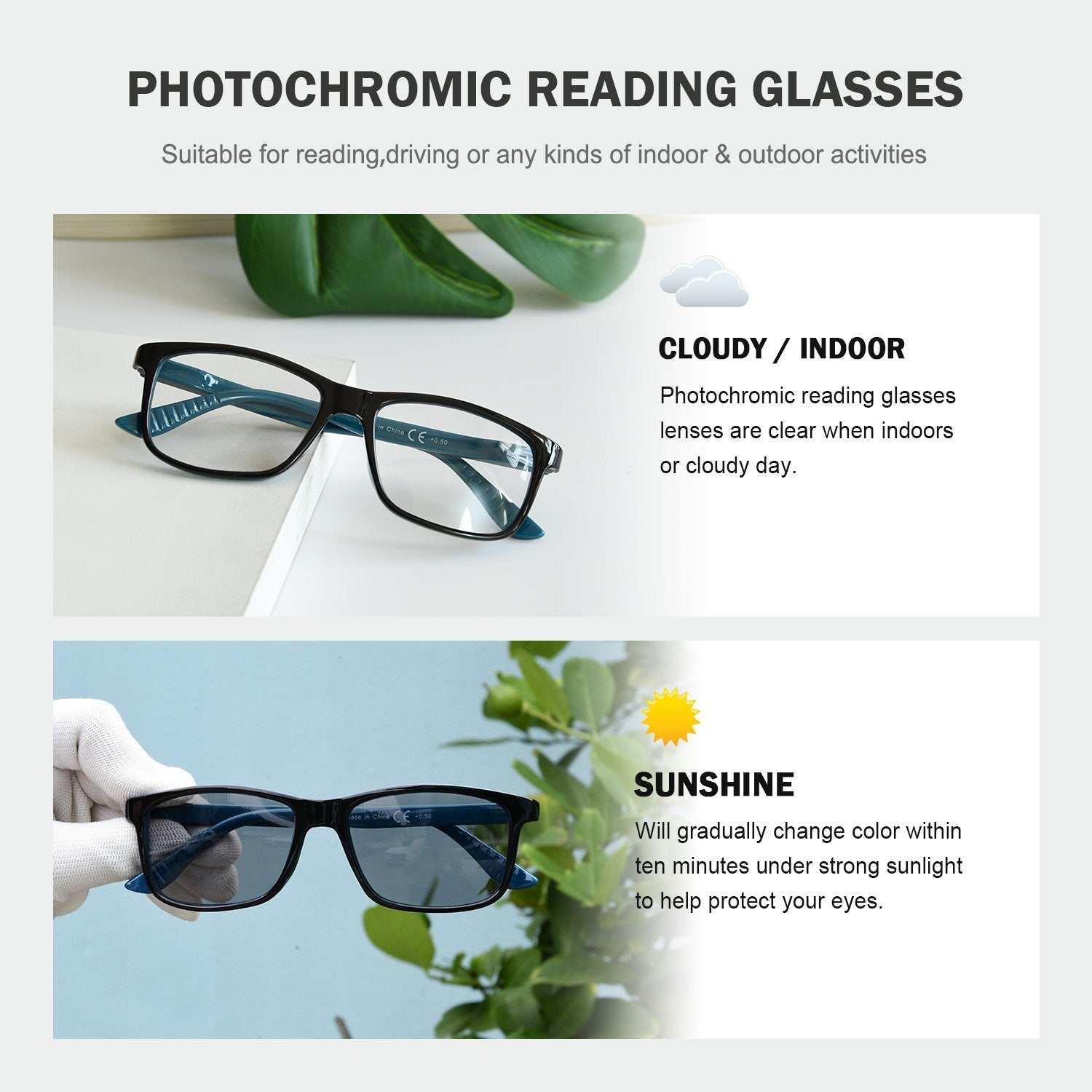 Fashion Transition Photochromic Readers BS163