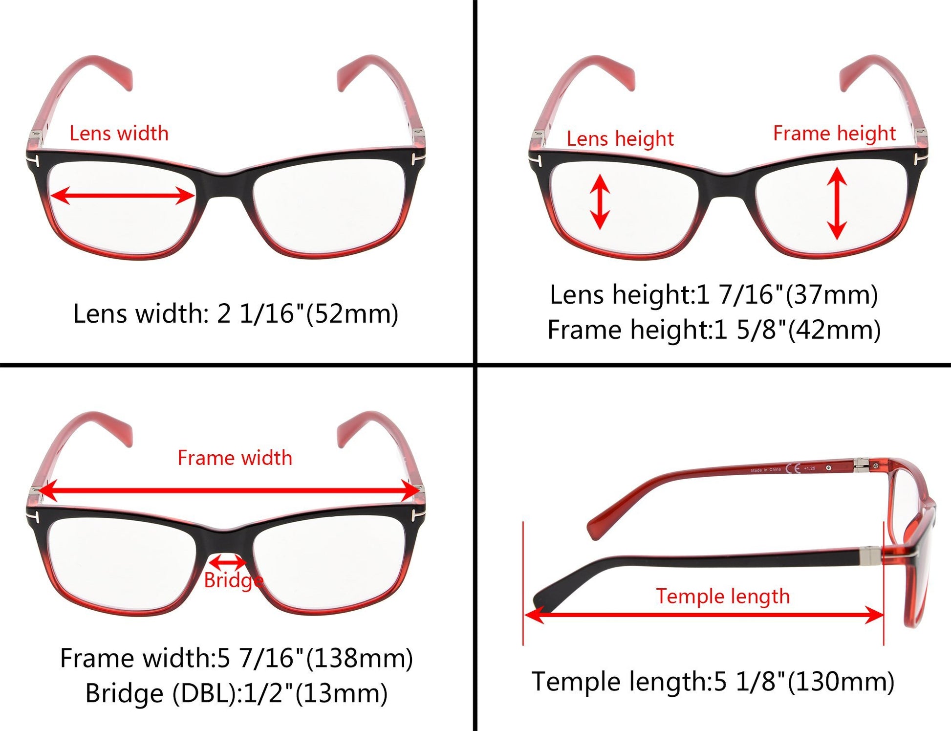 Transition Photochromic Reading Glasses Dimension BSR150