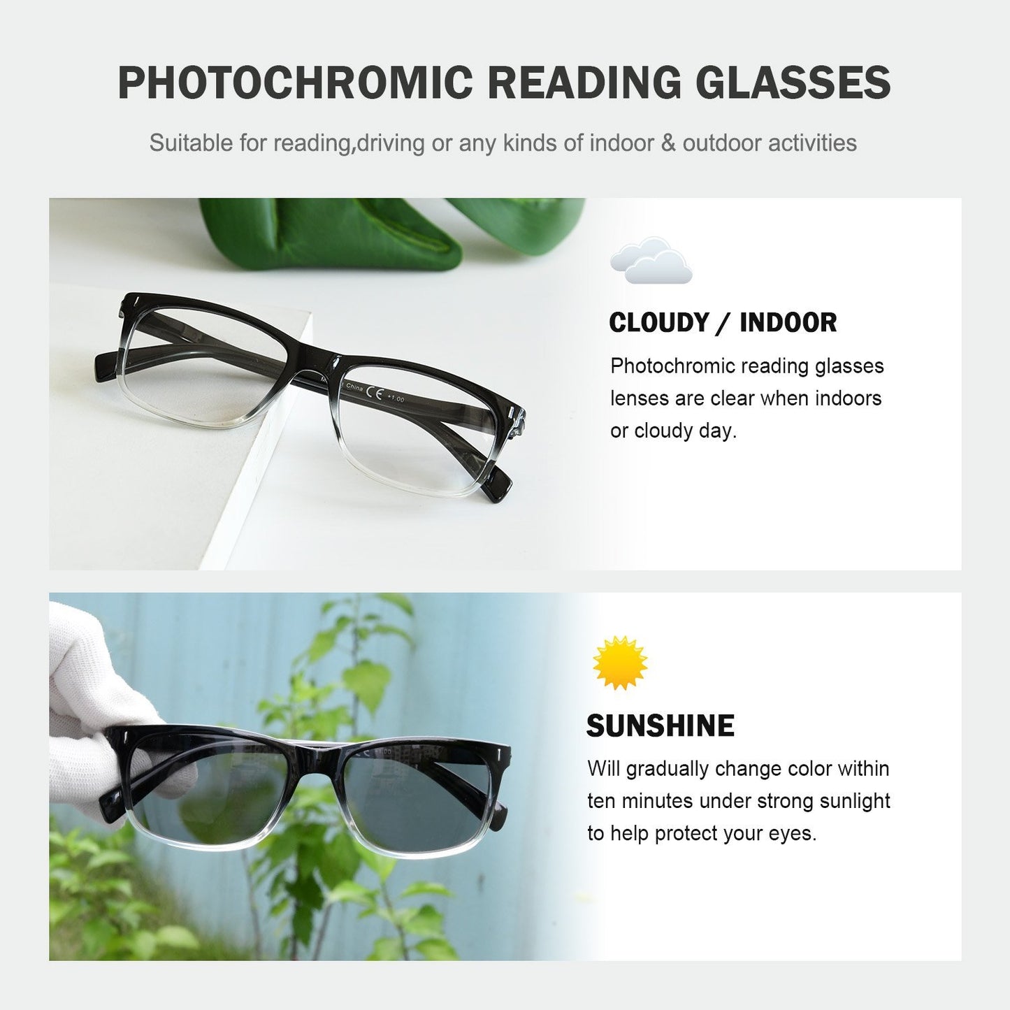 Rectangle Transition Photochromic Readers BSR150