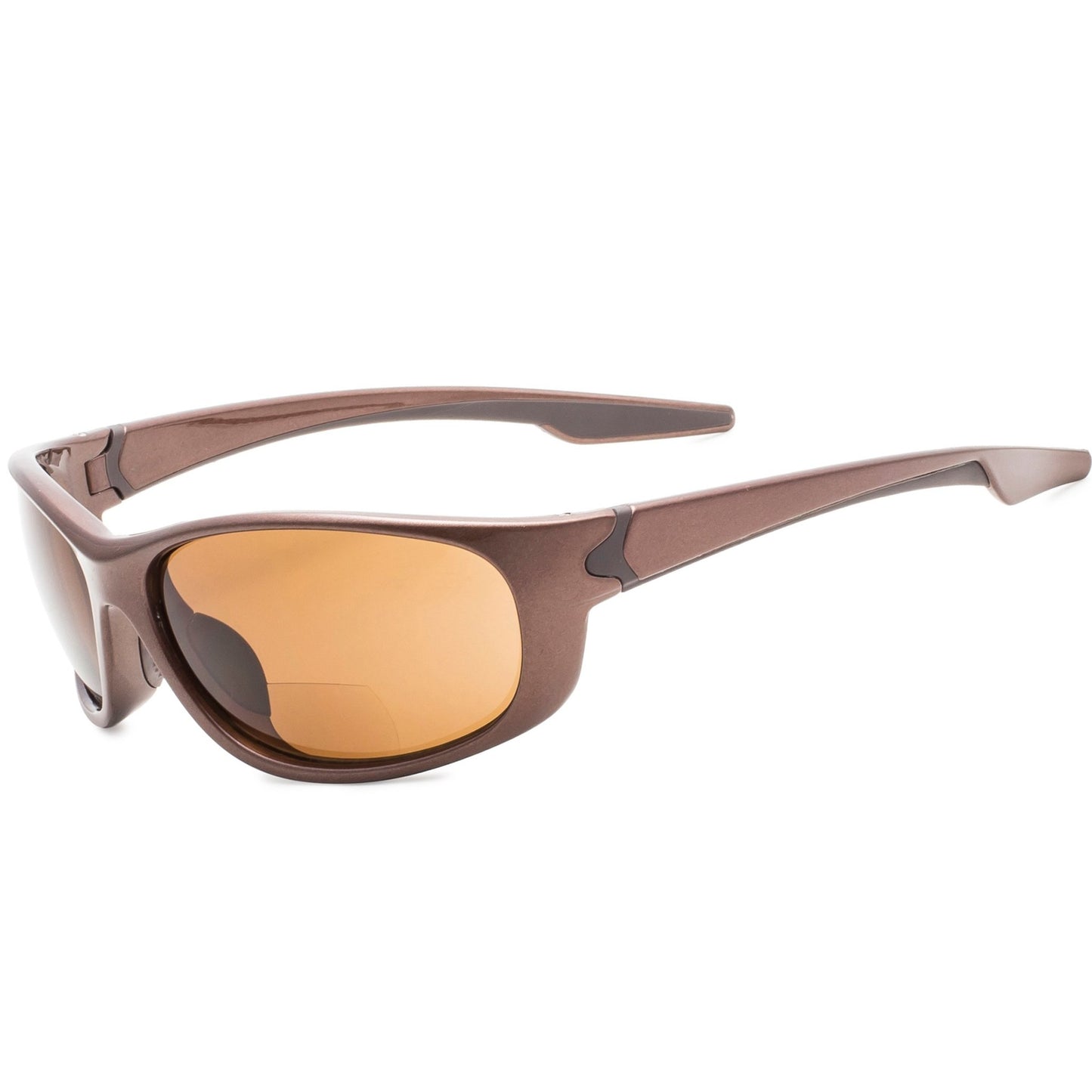 TR90 Sport Bifocal Reading Sunglasses for Women Men Pearly Brown / +1.50