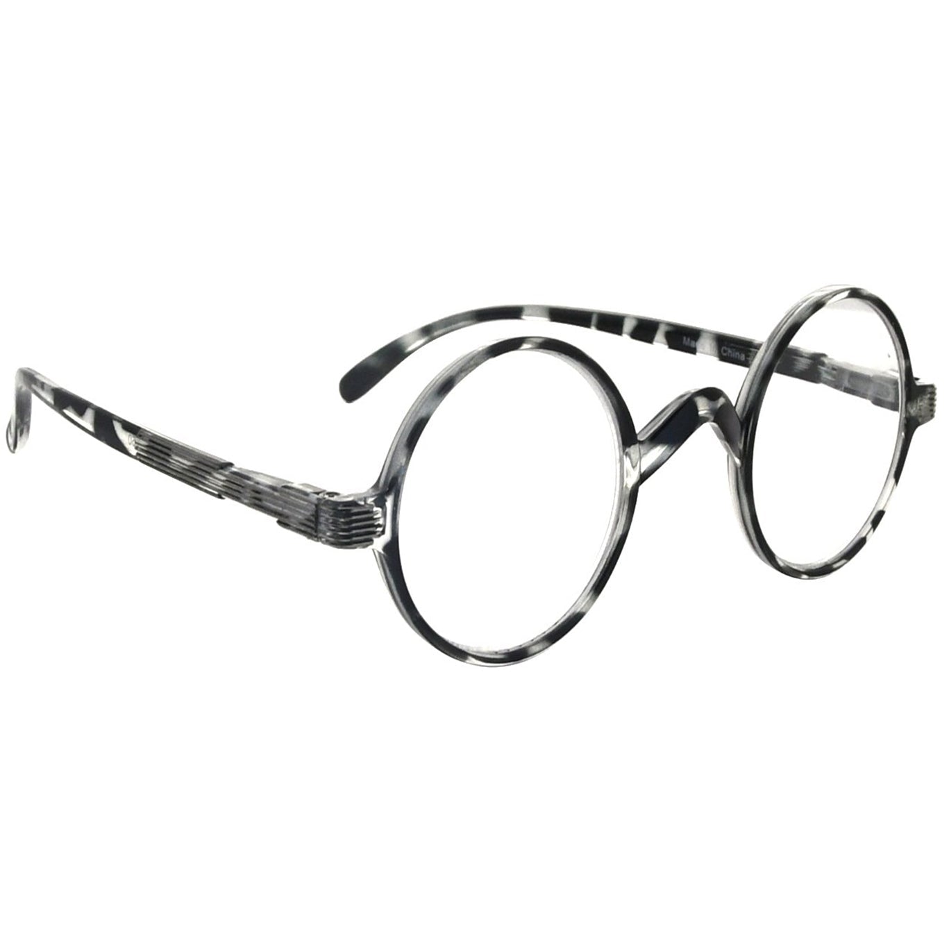 Round Reading Glasses Black White 5-R077B