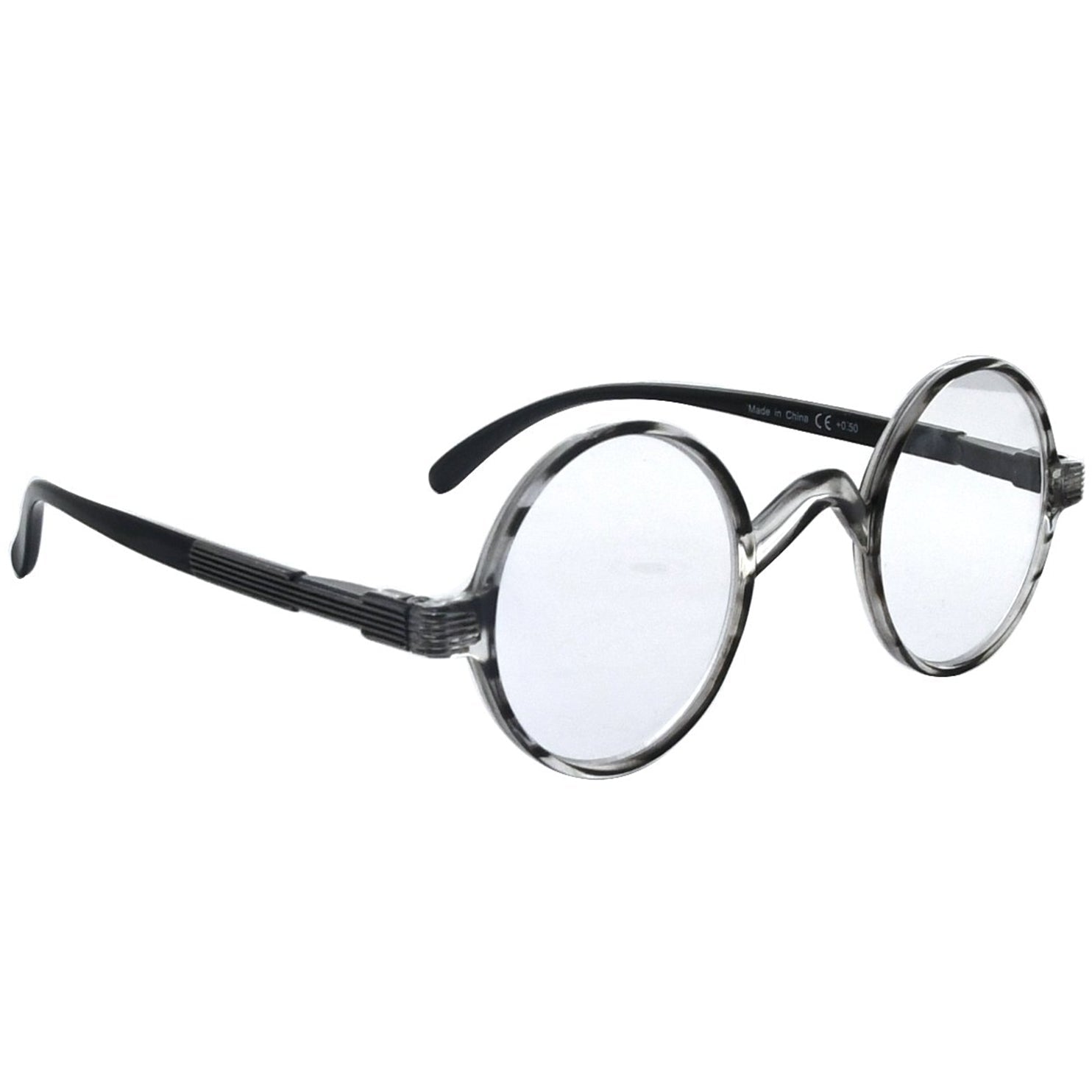 Round Reading Glasses Grey Stripe 5-R077B